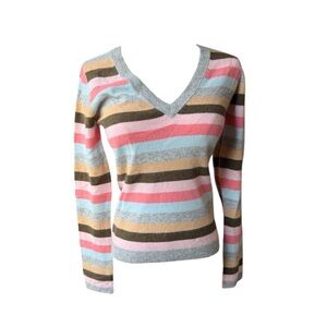 Juicy Couture Vintage Y2K 100% cashmere fuzzy striped long sleeve v neck top S